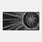 Elegante Zilveren Zon Maan Mandala Zwarte Ontwerp Bureaumat (Voorkant)