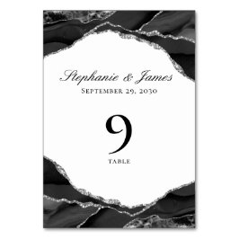 Elegante zilveren zwarte agaat bruiloft kaart