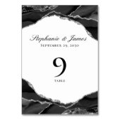 Elegante zilveren zwarte agaat bruiloft kaart (Achterkant)