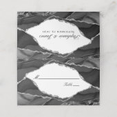 Elegante zilveren zwarte agaat bruiloft plaatskaartje (Buitenkant ongevouwen)