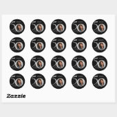 Elegante zilveren zwarte foto 50e verjaardag ronde sticker (Vel)