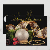 Elegante Zilveren Zwarte Kerst Groet Feestdagenkaart (Voorkant / Achterkant)