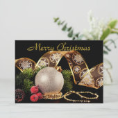 Elegante Zilveren Zwarte Kerst Groet Feestdagenkaart (Staand voorkant)