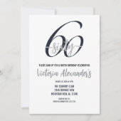 Elegante Zilveren Zwarte Script 60e Verjaardag  Kaart (Voorkant)