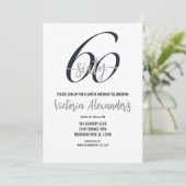 Elegante Zilveren Zwarte Script 60e Verjaardag  Kaart (Staand voorkant)