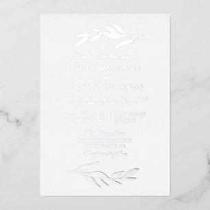 Elegante Zilverfolie Blad Moderne Trouw Folie Uitnodiging