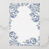 Elegante zilverfolie bloemenbruiloft folie uitnodiging (Achterkant)