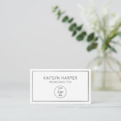 Elegante zilverfolie frame minimale logo QR-code Visitekaartje (Staand voorkant)