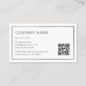 Elegante zilverfolie frame minimale logo QR-code Visitekaartje (Achterkant)