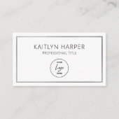 Elegante zilverfolie frame minimale logo QR-code Visitekaartje (Voorkant)