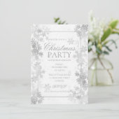 Elegante zilverfolie sneeuwvlokken kerstfeest kaart (Staand voorkant)
