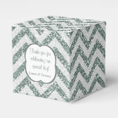 Elegante zilvergrijze faux glitter chevron bedankdoosjes (Voorkant Zijde)