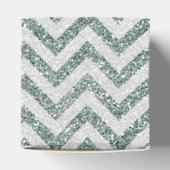 Elegante zilvergrijze faux glitter chevron bedankdoosjes (Bovenkant)