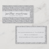 Elegante zilvergrijze Glitter & Sparkles Textuur Visitekaartje (Voorkant / Achterkant)