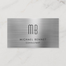 Elegante zilvergrijze metalen monogram adviseur 