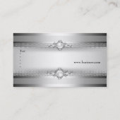 Elegante zilvergrijze witte streep parel keten visitekaartje (Achterkant)