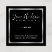 Elegante zilverkleurige zwarte minimalistische bew vierkante visitekaartje (Achterkant)
