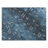 elegante zilvermuzieknoten in blauw tafelkleed (Voorkant (Horizontaal))