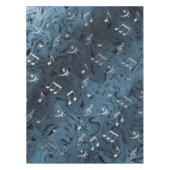 elegante zilvermuzieknoten in blauw tafelkleed (Voorkant)