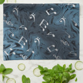 elegante zilvermuzieknoten in blauw theedoek (Gevouwen)