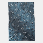 elegante zilvermuzieknoten in blauw theedoek (Verticaal)