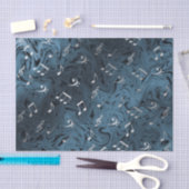 elegante zilvermuzieknoten in blauw tissuepapier (Craft)