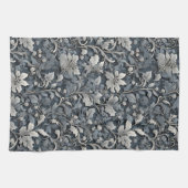 Elegante zilverwitte grijze bloemen theedoek (Horizontaal)