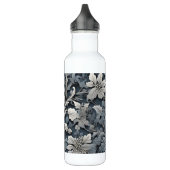 Elegante zilverwitte grijze bloemen waterfles  (Links)