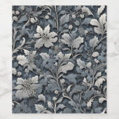 Elegante zilverwitte grijze bloemen wijn etiket (Enkel label)