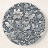 Elegante zilverwitte grijze bloemen zandsteen onderzetter (Voorkant)