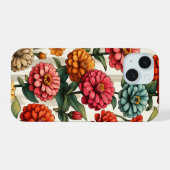 Elegante Zinnia Bloem iPhone 15 Case (Achterkant horizontaal)