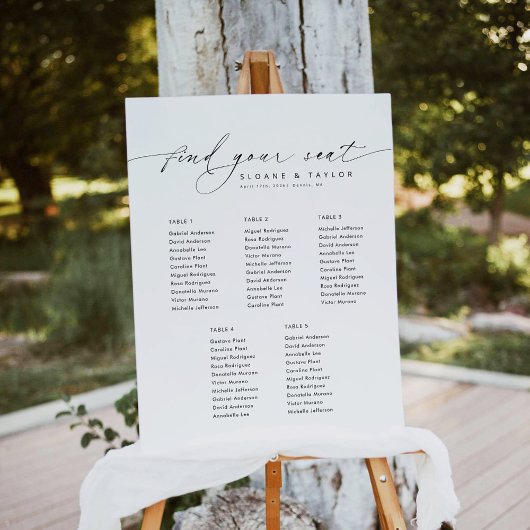 Elegante zitplaatsindeling voor 5 tafels poster