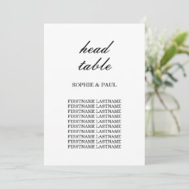 Elegante zitplaatskaart voor het bruidspaar