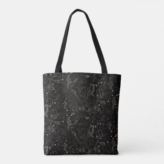 Elegante Zodiac Astrologie Weegschaal Zwart/Goud Tote Bag (Achterkant)