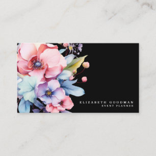 Elegante Zoete Bloemen Zwarte Zakelijke Kaarten Visitekaartje
