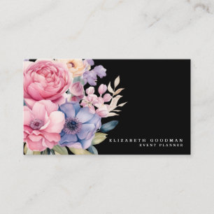 Elegante Zoete Bloemen Zwarte Zakelijke Kaarten Visitekaartje