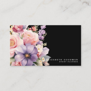 Elegante Zoete Bloemen Zwarte Zakelijke Kaarten Visitekaartje