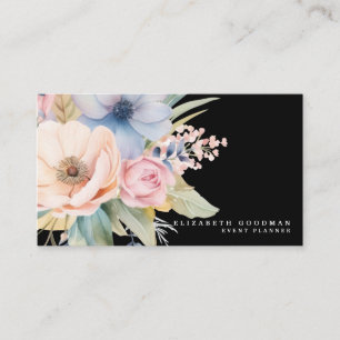 Elegante Zoete Bloemen Zwarte Zakelijke Kaarten Visitekaartje