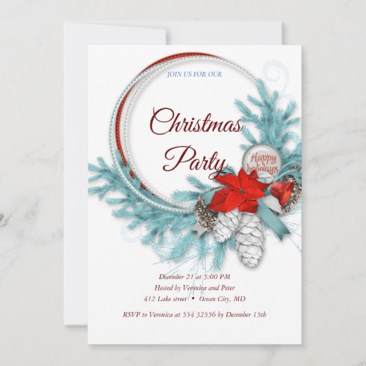 Elegante zoete Kerst uitnodiging (Voorkant)