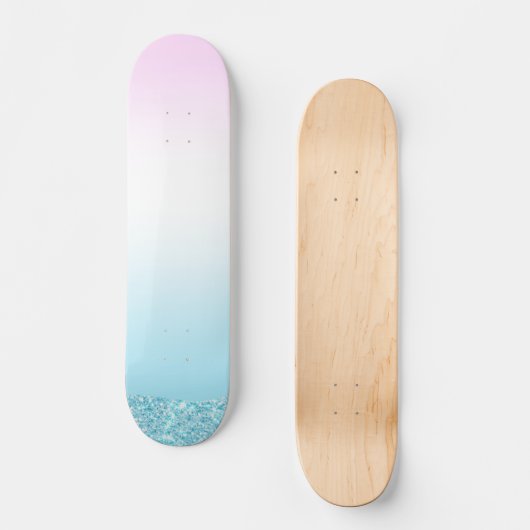 Elegante zoete kleurrijke gradiënt glitter Rainbow Persoonlijk Skateboard (Voorkant)