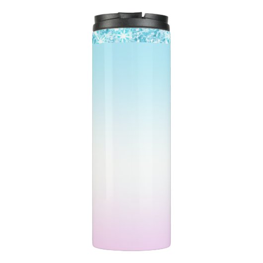 Elegante zoete kleurrijke gradiënt glitter Rainbow Thermosbeker (Achterkant)