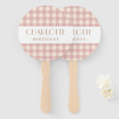 Elegante zoete pastel roze gingham plaid gecontrol handwaaier (Voorkant en achterkant)