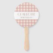 Elegante zoete pastel roze gingham plaid gecontrol handwaaier (Voorkant)