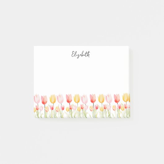Elegante Zomer Bloem Tulp Roze Rood en Geel Post-it® Notes (Voorkant)