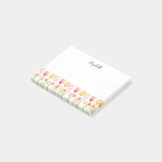 Elegante Zomer Bloem Tulp Roze Rood en Geel Post-it® Notes (Schuin)