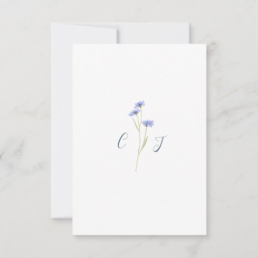 Elegante zomer bloemenblauw bruiloft reactie RSVP kaartje (Achterkant)