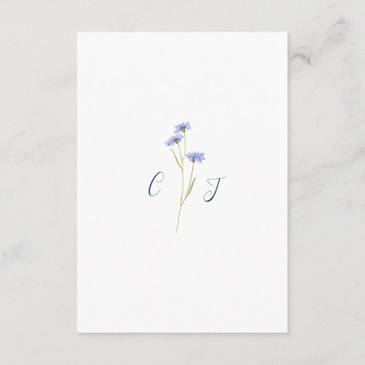 Elegante zomer bloemenblauw bruiloft receptie informatiekaartje (Achterkant)