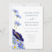 Elegante zomer bloemenblauw kaart (Voorkant)