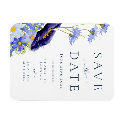 Elegante zomer bloemenbruiloft magneet (Horizontaal)