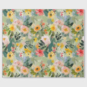 Elegante zomer bloemenperzik Waterverf decoupage Cadeaupapier (Vlak)